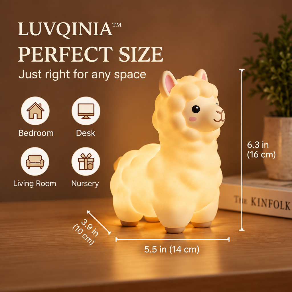𝑳𝑼𝑽𝑸𝑰𝑵𝑰𝑨™ Alpaca Cloud LED Night Light – Cute Alpaca Bedside Table Lamp, Rechargeable Warm & Soft White Touch LED Desk Light