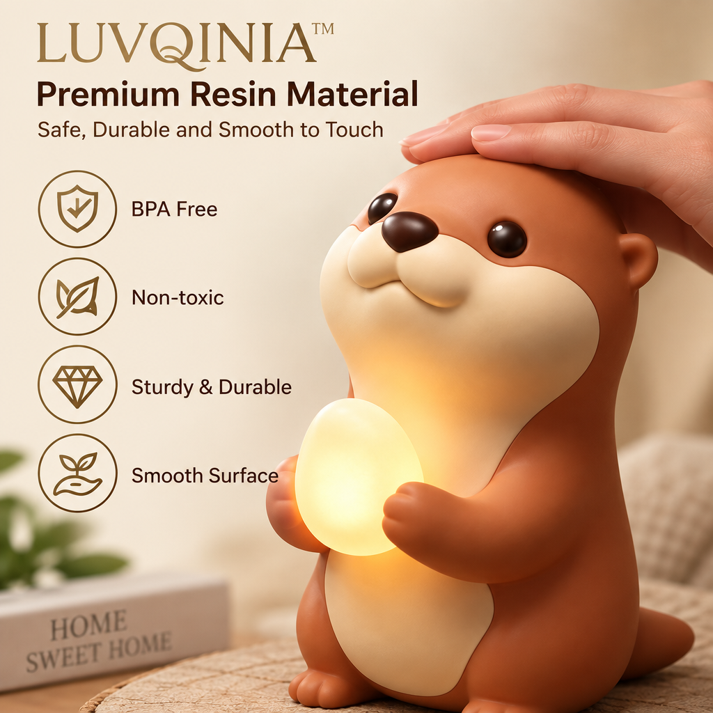 𝑳𝑼𝑽𝑸𝑰𝑵𝑰𝑨™ Otter Pebble LED Night Light – Cute Otter Animal Bedside Lamp, USB-C Rechargeable Touch Table Light for Bedroom & Home Decor