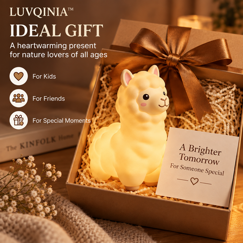 𝑳𝑼𝑽𝑸𝑰𝑵𝑰𝑨™ Alpaca Cloud LED Night Light – Cute Alpaca Bedside Table Lamp, Rechargeable Warm & Soft White Touch LED Desk Light