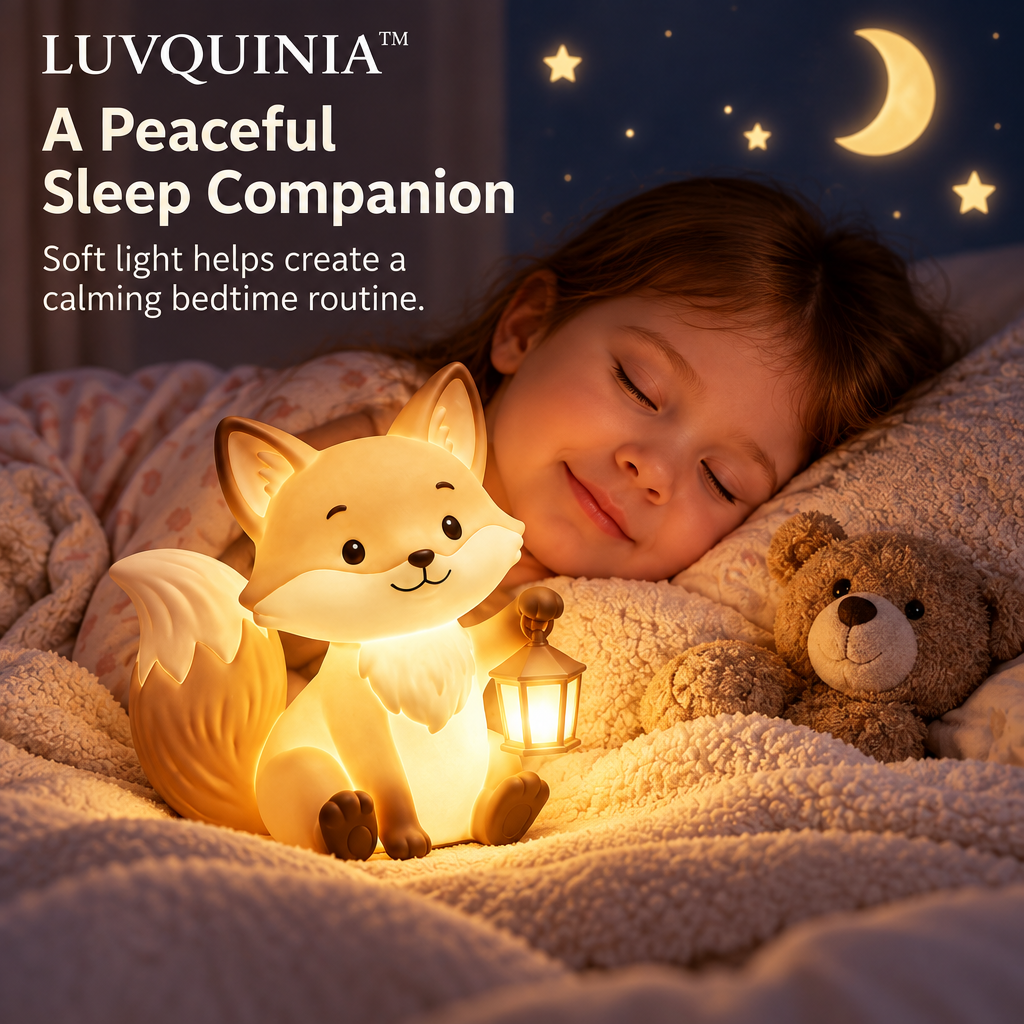 𝑳𝑼𝑽𝑸𝑰𝑵𝑰𝑨™ Fox Lantern LED Night Light – Woodland Fox Bedside Lamp, Rechargeable Animal Table Light, Warm & Soft White Touch LED Lamp