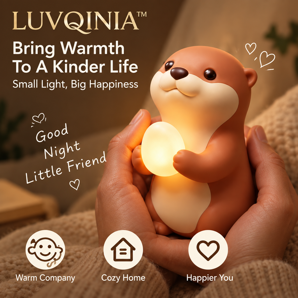 𝑳𝑼𝑽𝑸𝑰𝑵𝑰𝑨™ Otter Pebble LED Night Light – Cute Otter Animal Bedside Lamp, USB-C Rechargeable Touch Table Light for Bedroom & Home Decor