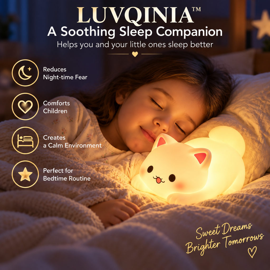 𝑳𝑼𝑽𝑸𝑰𝑵𝑰𝑨™ Window Cat LED Night Light – Cute Cat Bedside Lamp, USB-C Rechargeable Kitty Table Light, Warm & Soft White Touch Lamp