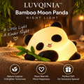 𝑳𝑼𝑽𝑸𝑰𝑵𝑰𝑨™ Bamboo Moon Panda LED Night Light – Cute Panda Bedside Table Lamp, USB-C Rechargeable Touch Animal Light, Warm & Soft White Lamp